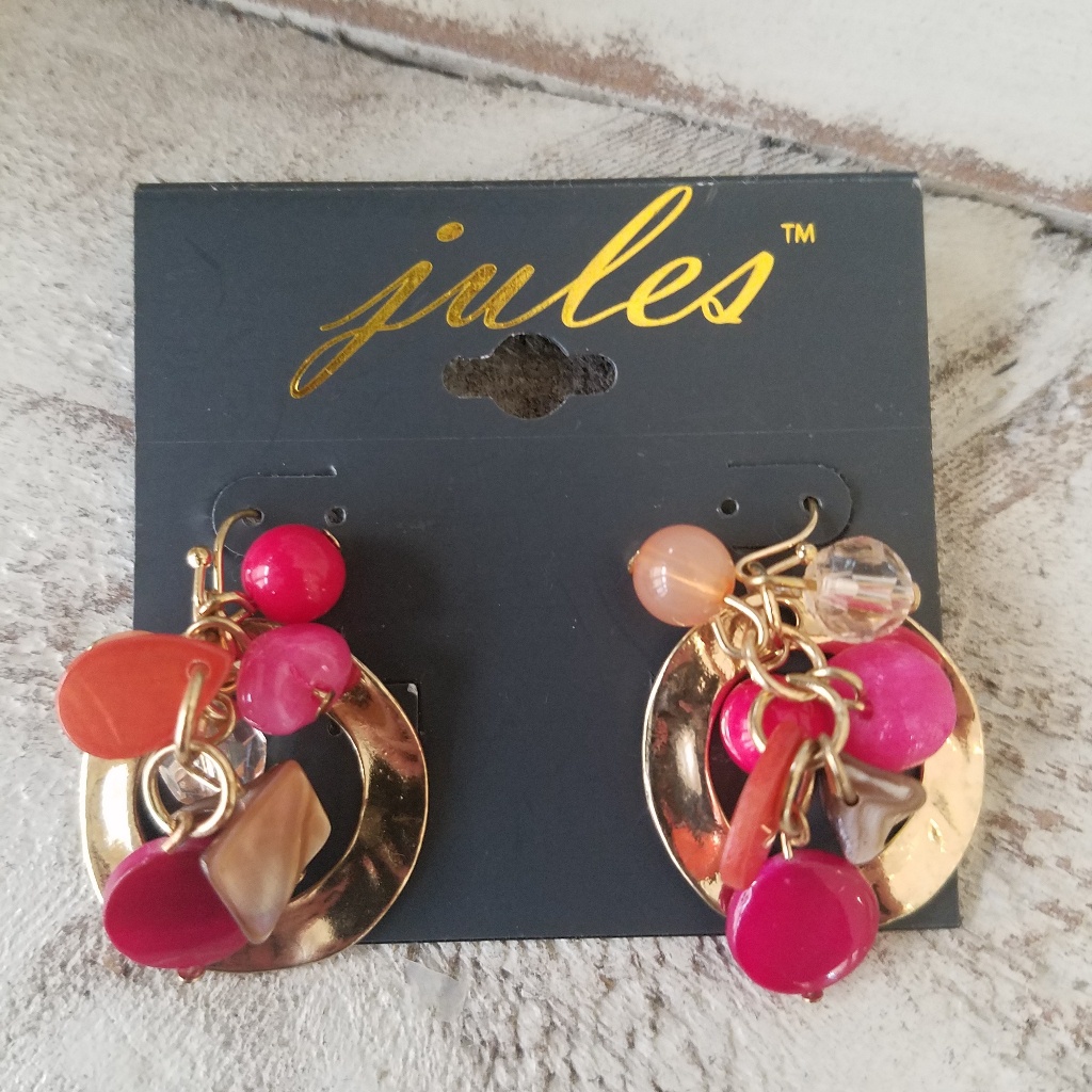 Jules Nwt Gold And Pink Earrings